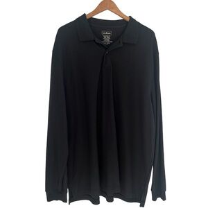 LL Bean Polo Traditional Fit XXL Polo Shirt long sleeve Cotton Black Preppy Golf